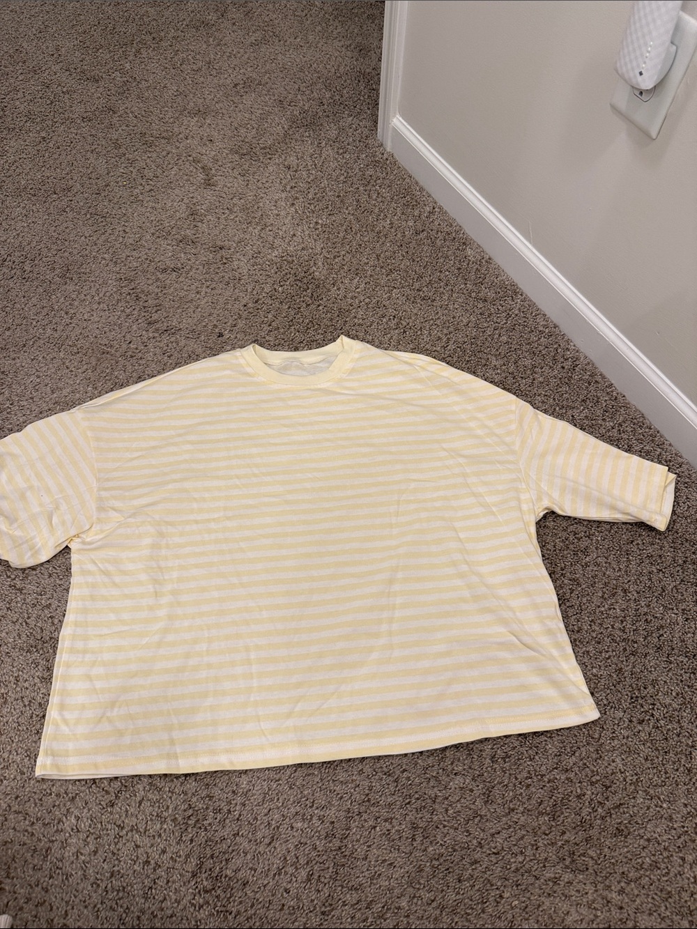 Light Yellow Striped Oversized Tee